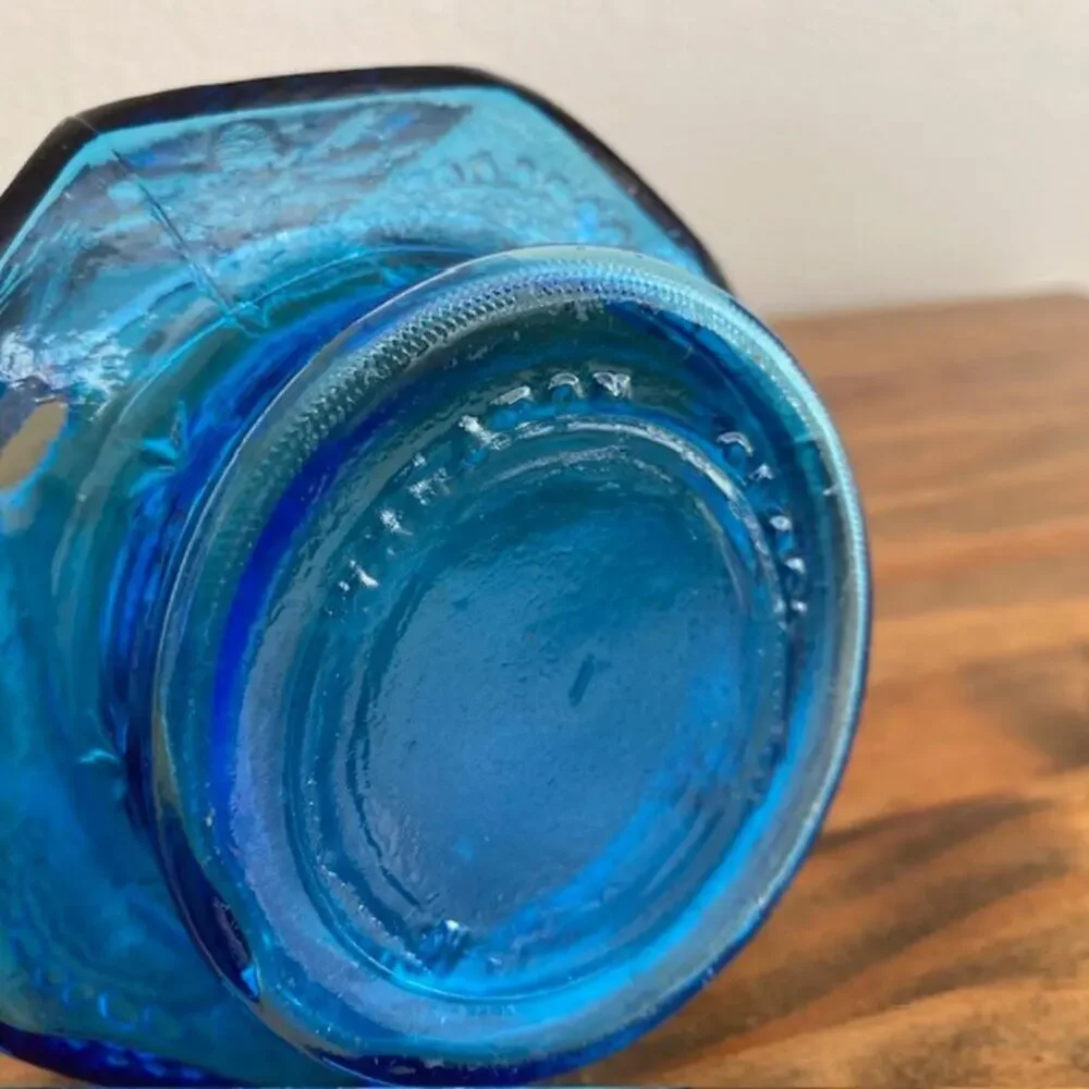 Vintage Wheaton Bottle Blue Glass Christmas Tree Bottle 9 1/2